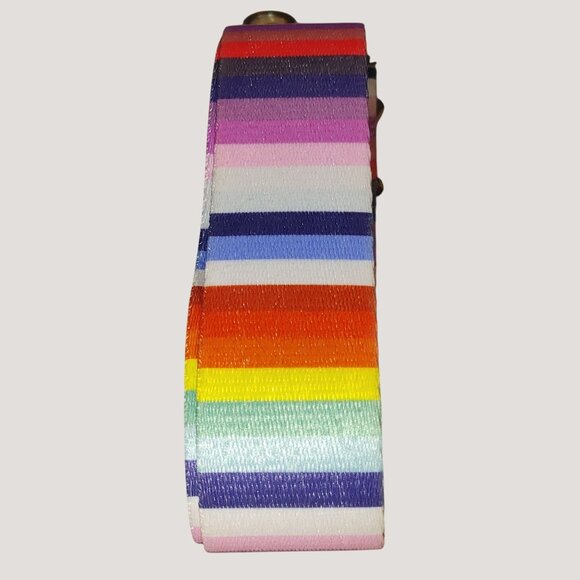 Long Adjustable Rainbow Colorful Stripe Bag Replacement Strap Gold Swivel Clasp - Picture 5 of 9